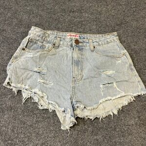 Dusk Shorts Womens Size 10 Light Wash Distressed Frayed Hem Cotton Denim Casual